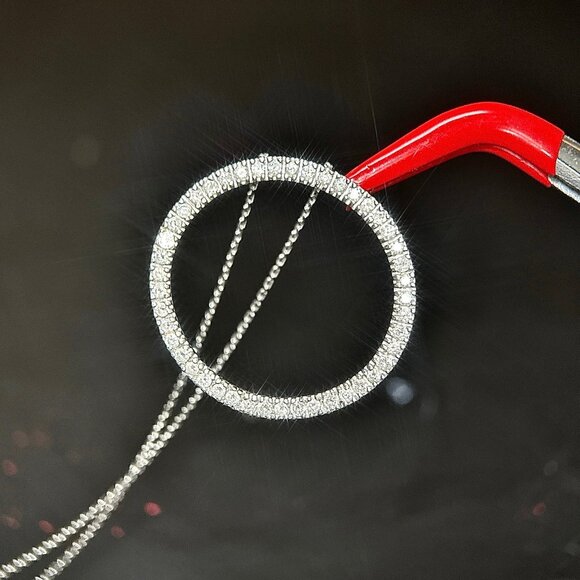 Stunning 14K Gold Eternity Diamond Necklace - Picture 3 of 9